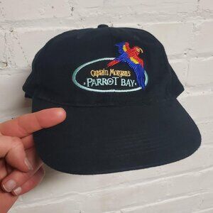 Adult black vintage 90s embroidered Captain Morgan Parrot bay strapbaxk hat